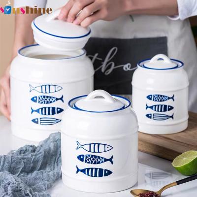 China Sinshine 1500ml Food Storage Container Canister Cookie Cereal Sugar Coffee Flour Ceramic Jar Freshness Preservation with Airtight Lid for sale