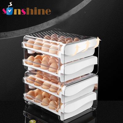 China Viable home kitchen egg storage box double-layer plastic freezer box drawer food fresh-keeping fresh-keeping tray for sale