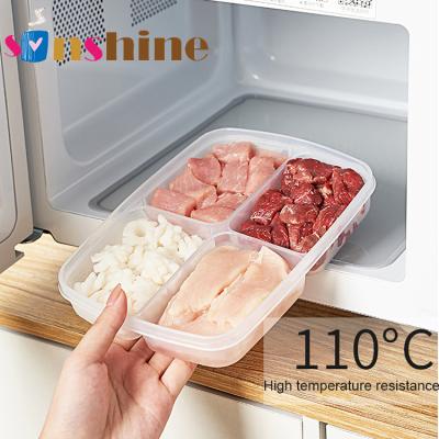 China Transparent Freshness Preservation Sinshine Sinshine Kitchen Refrigerator Storage Box Four-Compartment Box Garlic Ginger Onion Food Supplement Transparent Fresh-Storage Box for sale