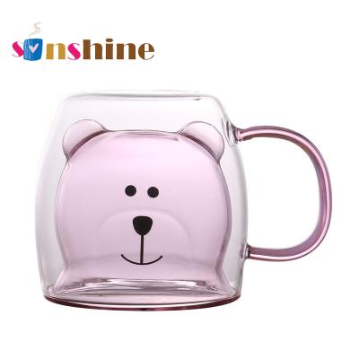 China Double Wall Sinshine Glass Bottle Custom High Borosilicate Logo Household Sustainable Hot Selling Glass Mug for sale