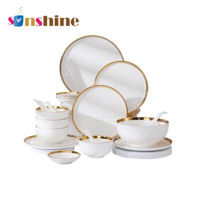 China Viable Logo Kitchen Shopper Sinshine Dinnerware Set Ceramic Dish and Bowl Ceramic Set with Spoon and Chopsticks for sale