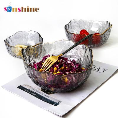 China Sinshine Viable Glass Salad Bowl Fruit Dish Sets Tableware Household Dried Fruit Basin Snack Dish Color Suit for sale