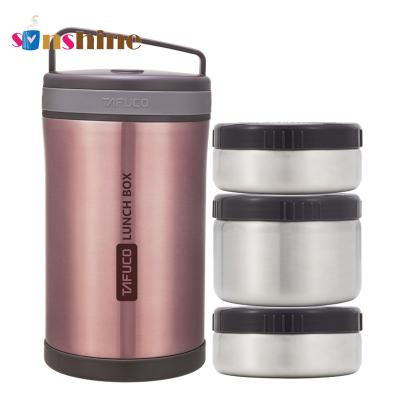 China Cool Keeping Sinshine Customer Logo Metal Thermos Desktop Vacuum Stainless Steel Heat Insulation Lunch Box With Handle for sale