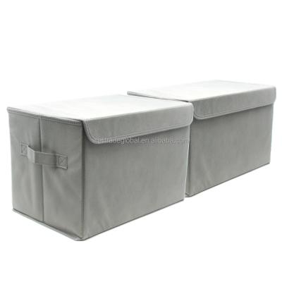 China Stackable Nonwoven Storage Box With Lid Handle Duo Set 24L Gray OEM Various Color Foldable Stackable Organizer for sale