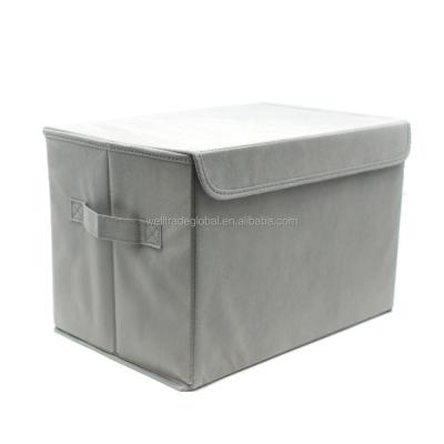 China Non Woven Folding Storage Box 24L Stackable Stackable Home Organizer Gray With Lid Handle Viable OEM Various Color for sale