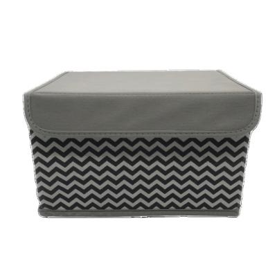 China Non Woven Folding Folding Storage Box With Lid Handle White And Gray Wave Pattern 24Lx1 8Lx2 Various Color for sale