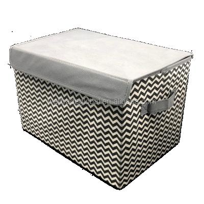 China Factory Price Viable Hot Selling 24L Storage Box Nonwoven Wave With Lid Handle OEM Various Model Collapsible Stackable Room Organized for sale