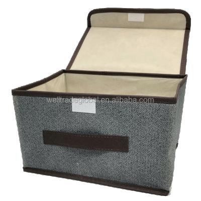 China Factory Price Viable Gray With Lid Dark Color OEM Storage Box 8L Nonwoven Foldable Stackable Stackable Room Various Organized for sale