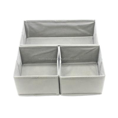 China Factory Price Viable Hot Sale Nonwoven Storage Bin 4Lx1 2Lx2 Gray OEM Various Color 3 Piece Collapsible Stackable Organizer Set for sale