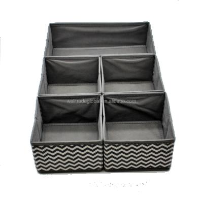 China Factory Price Viable Hot Selling Nonwoven Storage Bin 4Lx1 2Lx4 Set Wave Pattern 3 OEM Gray Foldable Stackable Organizer White for sale