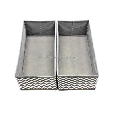 China Duo 2 Viable Nonwoven Storage Bin 4L Sset Set OEM White Wave Pattern Gray Foldable Stackable Home Organizer Sundries Management for sale