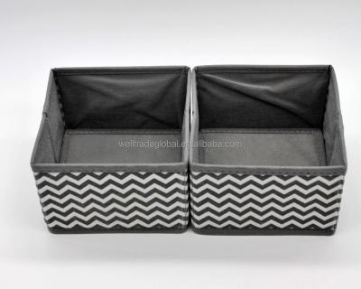 China Durable 2L Storage Bin Nonwoven Duo Set OEM Wave Pattern White Gray Foldable Stackable Room Organizer for sale