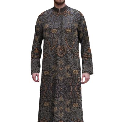 China Oversized Muslim Long Dress Shirt Thobe Comic Collar Printed Casual Loose Ethnic African Islamic Saudi Arabian Thobe Costume Wholesale M-4XL for sale