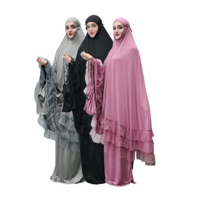 China Polyester Islamic Clothing Women Plus Size Prayer Jilbab Khimar Islamic Prayer Skirt Abaya Prayer Dress 2 Pieces for sale