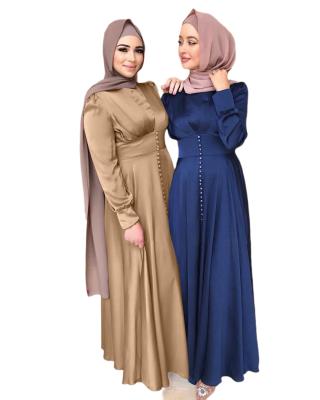 China New arrival muslim beading dresses cheap prices anti-shrink satin muslim women dress elegant muslim dress islamic clothing for sale