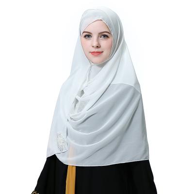 China Chiffon chiffon hijab muslimah scarf polyester dubai hijab muslim women instant khimar wholesale jilbab for sale