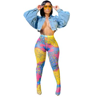 China 2021 New Design Antibacterial High Stretch Mesh Joggers Skinny Butt Lift Casual Lift Up Sport Yoga Leggings High Waist Women for sale