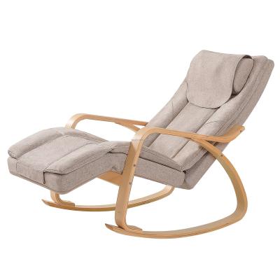 China Rocking And Comfortable Relaxation Full Massage Function Relax Rocking Chair , Lounger Relax Chair With Cotton Fabric Cushion Brown for sale