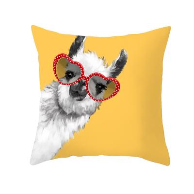 China 2022 Nordic Style Sofa Cushion Cover Of Pillow Cases Anti-static Popular Animal Yellow Printing Pattern Household Products Pillow Case for sale