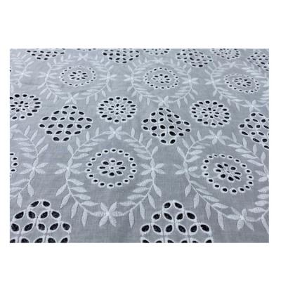 China Environmental the new style for women clothing cotton lace trim cross embroidery voile fabric eyelet for sale