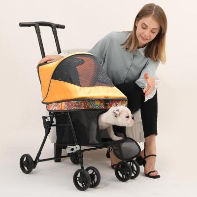 China High Quality Pet Reversible Foldable Four Wheel Small Cart Cat And Dog Cart Pet Stroller for sale