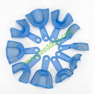 China Blue Steel Plastic Dental Impression Tray L / M / S /Side Teeth / Anterior Teeth  (can be autoclave) for sale