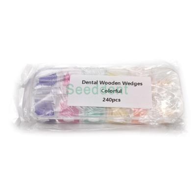 China Colorful Dental Wooden Wedge Disposable Dental Fixing Wooden Wedges 240pcs/box for sale