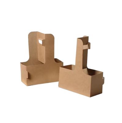 China Recyclable Disposable Cardboard Eco-Friendly Paper Coffee Take Away Tea Milk Cup Carrier Holder With Handle for sale