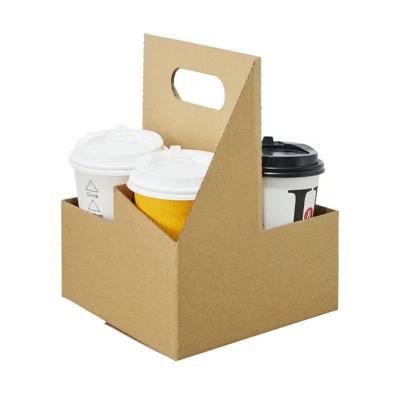 China Recyclable Disposable Cardboard Eco-Friendly Paper Coffee Take Away Tea Milk Cup Carrier Holder With Handle for sale