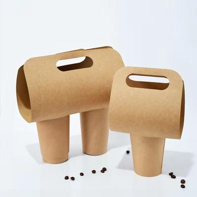 China Recyclable Disposable Cardboard Eco-Friendly Paper Coffee Take Away Tea Milk Cup Carrier Holder With Handle for sale