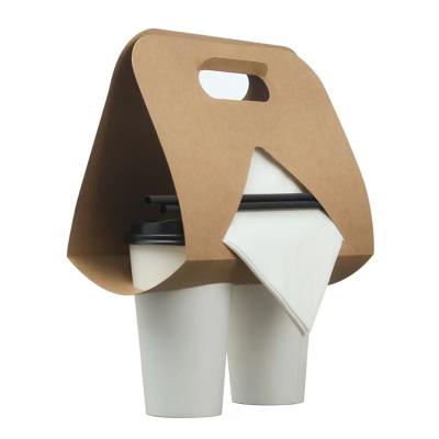 China Recyclable Disposable Cardboard Eco-Friendly Paper Coffee Take Away Tea Milk Cup Carrier Holder With Handle for sale