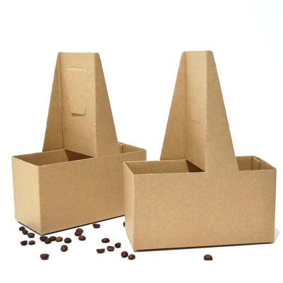 China Recyclable Disposable Cardboard Eco-Friendly Paper Coffee Take Away Tea Milk Cup Carrier Holder With Handle for sale