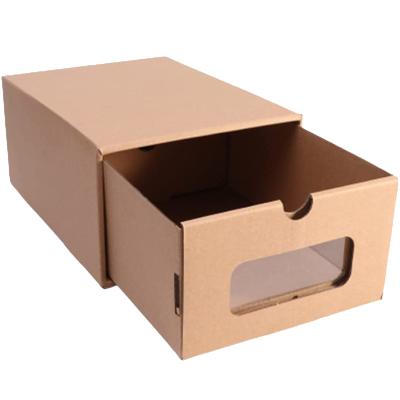 China Recyclable Shoes Jars Stationery Toys Clothing Storage Box Stackable Cardboard Box With Clear Marking Label Window for sale