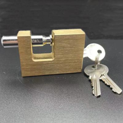 China Hot Sale Solid Brass Security Door Lock Anti-cutting 75mm Rectangular Padlock for sale