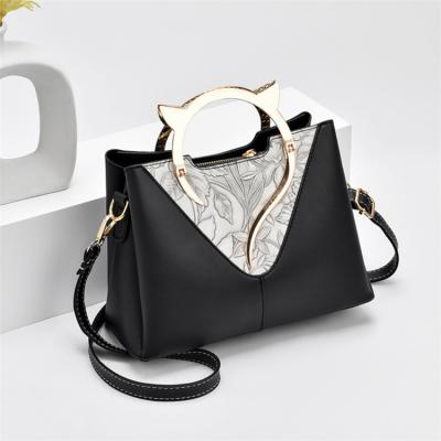 China 2022 New Fashion Designer Fashion Women Luxury Large Handbag Wholesale PU Trim Leather Ladies Tote Bag Handbags Black Large Capacity for sale