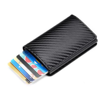 China Wholesale Minimalist Vintage Carbon Fiber Card Holder Credit Card RFID Blocking Crypto Slim Metal Wallet for sale