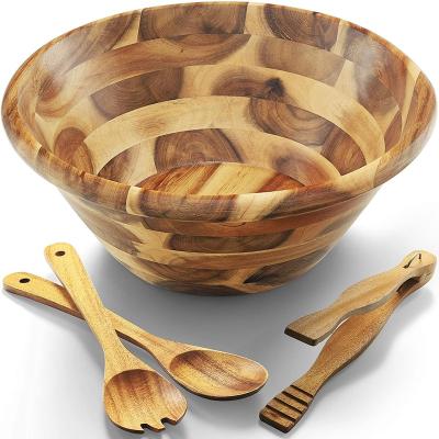 China Traditional Acacia Wood Salad Bowl Set - 12.5