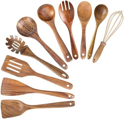 China Sustainable Kitchen Accessories Kitchen Tools Wood Cookware Reusable Food Grade Cookware Utensil Set For Home for sale