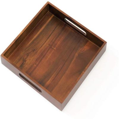 China Custom Made Handmade Natural Acacia Wood Serving OEM Sale Restaurant Hotel Wooden Tray Breakfast Home for sale