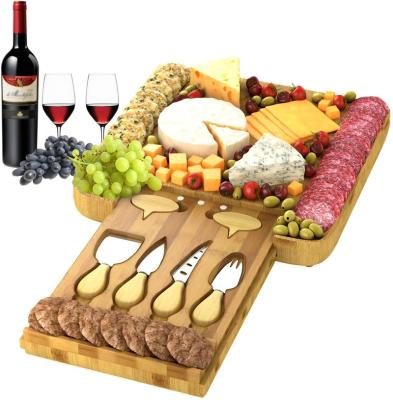 China Sustainable Bamboo Cheese and Charcuterie Board Knife Set Board Set For All Your Gatherings for sale