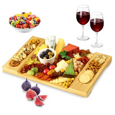 China Sustainable Natural Bamboo Cheese Board Charcuterie Platter and Serving Tray for Brie and Meat for sale