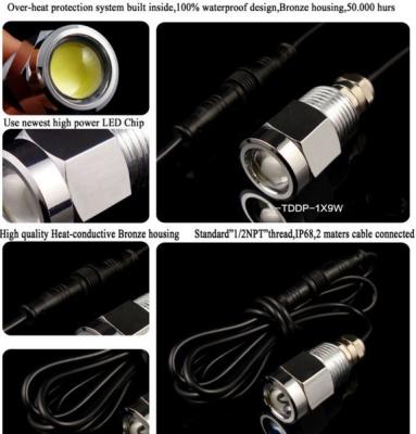 China Fishing Marine Yatch CCT Blue Led Pond Lights 120 Degree OEM IP68 for sale