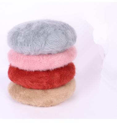 China Winter Wholesale Colorful Plush Image Beret Warm Soild Color Beret For Women for sale