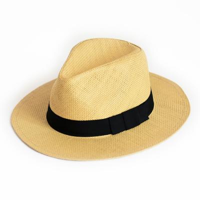 China Wholesale Customized Striped Women Summer Beach Plain Straw Cheap Beach Hat Panama Hat for sale