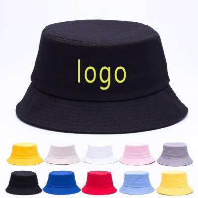 China Custom LOGO Embroidered Striped Print Cotton Fisherman Hat Custom Sunshade Hat Children Sunbathe Basin Hat for sale