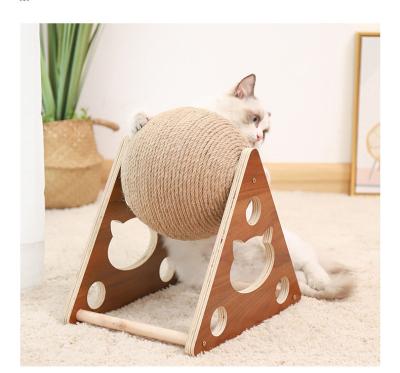 China Manufacturer Wholesales Funny Round Ball Sisal Cat Toy Cat Scratcher Cardboard Wooden Cat Viable Tree for sale