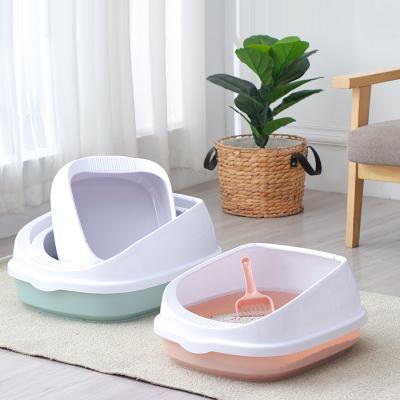 China PP Pet Toilet House Sand Bin Cat Toilet Automatic Cat Litter Eco-Friendly Sustainable Cat Toilet Semi-closed Plastic Removable Box for sale