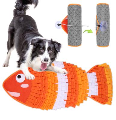 China Dropshipping Sustainable Luxury Large Fleece Fish Shape Blanket Pet Puzzle Nose Mat Dog Food Feeding Mat Dog Nose Training Mat for sale