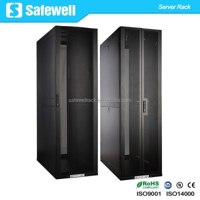 China SPCC Cold Rolled Steel Safewell 42U Rack Enclosure Server Cabinet Doors And Sides 3000lb Capacity for sale