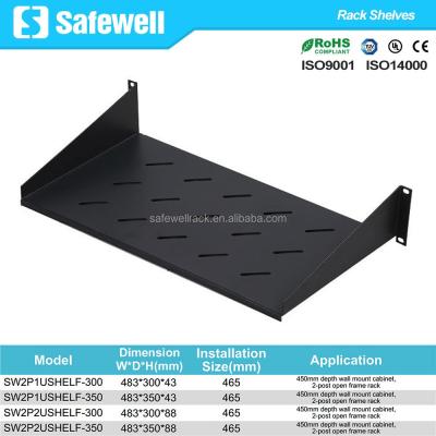 China SPCC Safewell SW2P1USHELF 19 Inch Server Rack Fixed Shelf With Mount Ears for sale